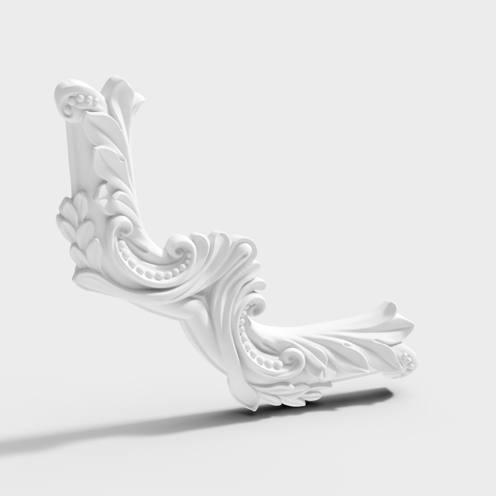 Victorian Scroll 3D Model – Elegant Low-Poly Design