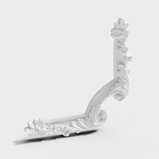 Elegant Floral Scroll 3D model
