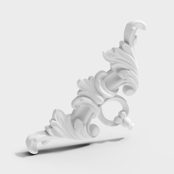 Curled Floral Decoration 3D model