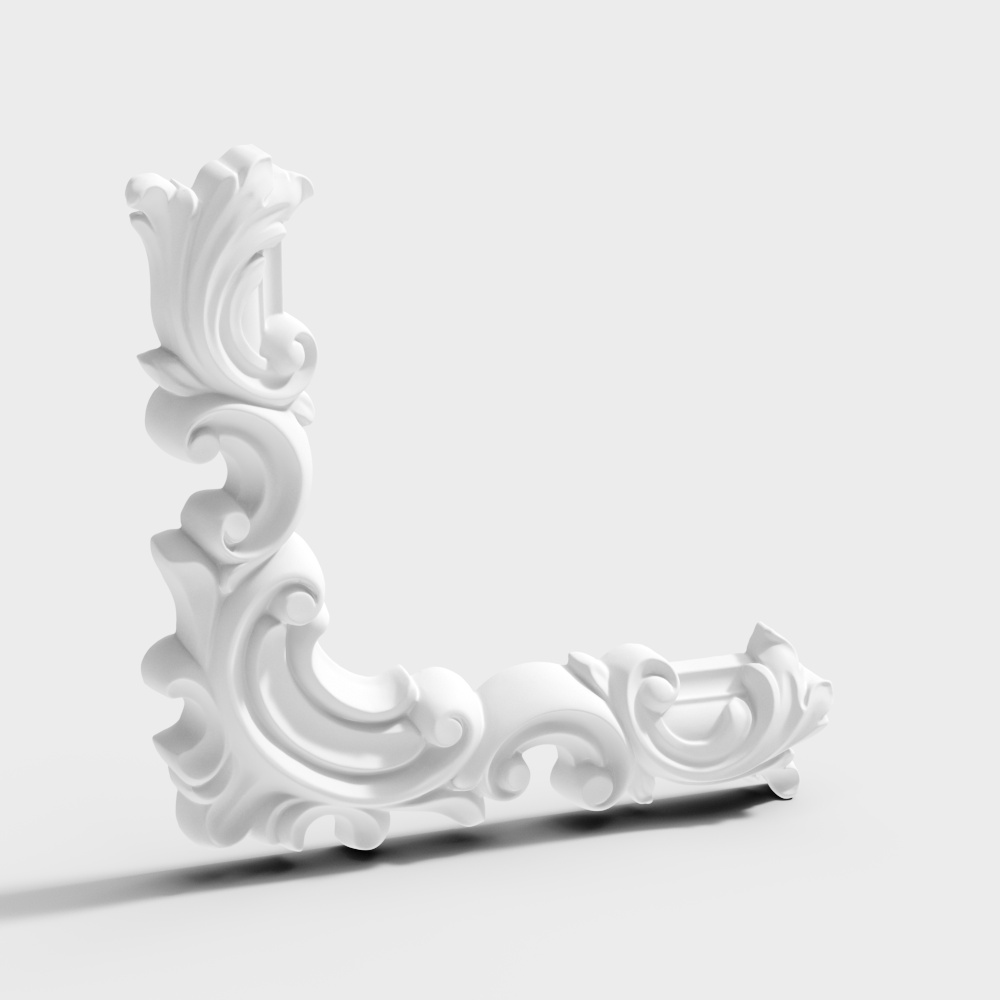 L-shaped Decorative Corner 3D Model – Elegant White Design