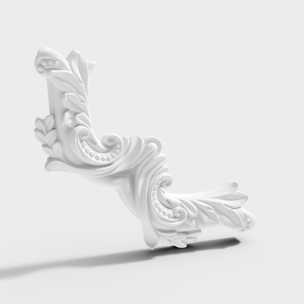 L-Shaped Decorative Corner 3D Model – Low-Poly Elegance