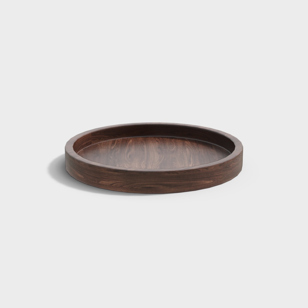 Unique Round Wooden Tray 3D model for Creative Designs