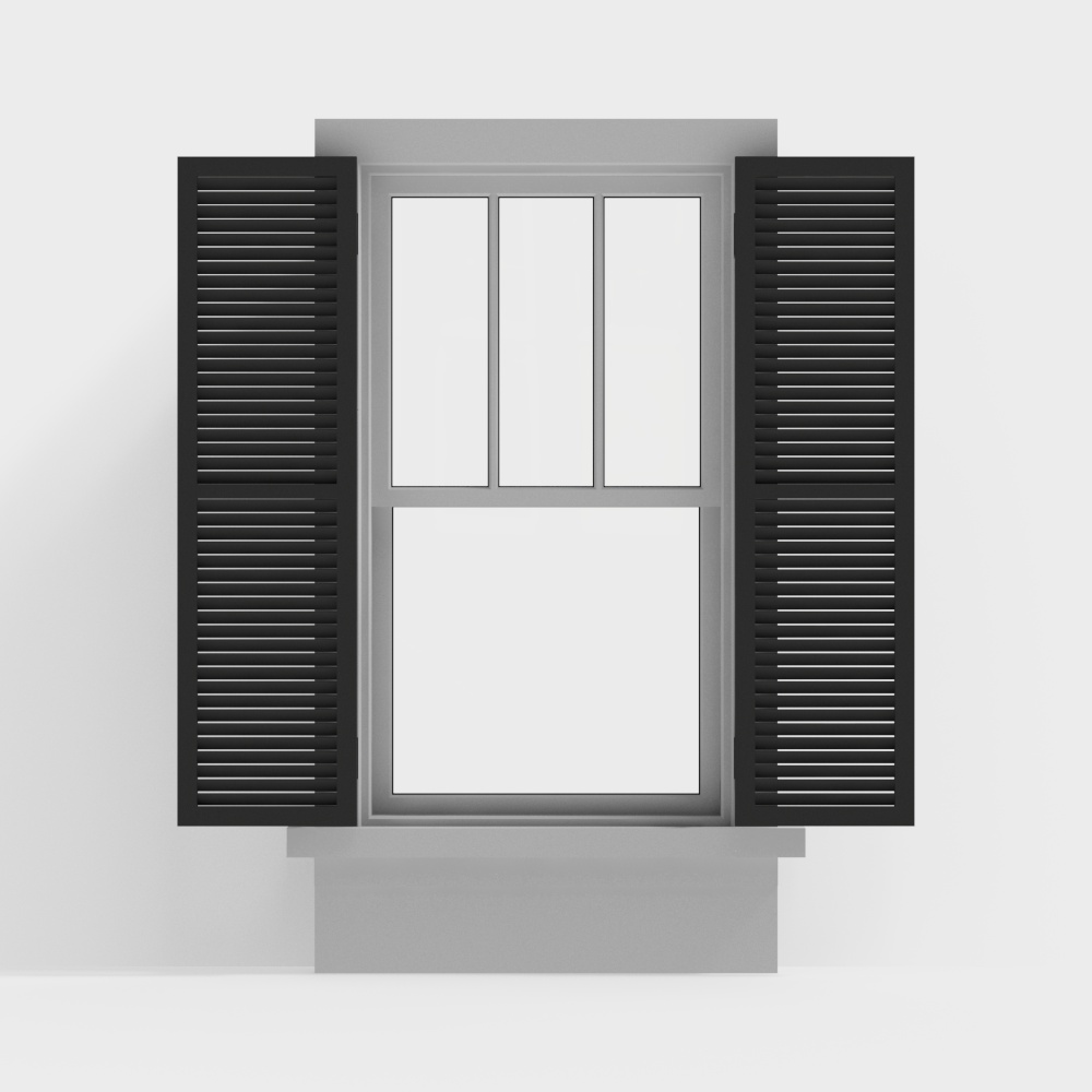 Elegant Gray Window 3D model for Modern Architecture