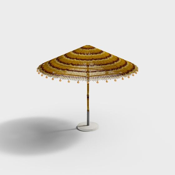 Stylish Bamboo Beach Umbrella 3D model for Tropical Settings