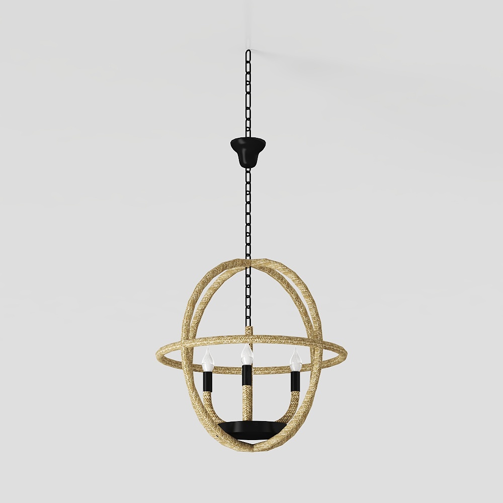Artistic Low Poly Chandelier – Golden Rope Design
