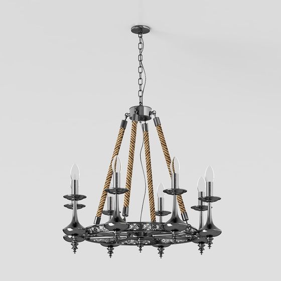 Rope & Chrome Chandelier 3D model