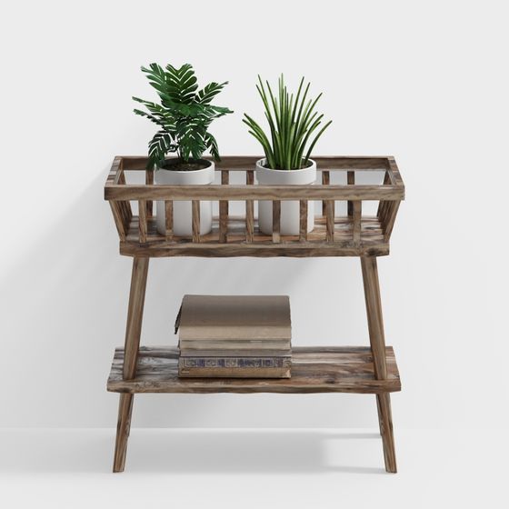 Charming Low-Poly Wooden Shelf 3D Model