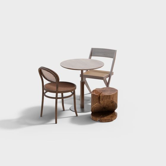 Modern Minimalist 3D Furniture Set with Natural Aesthetics