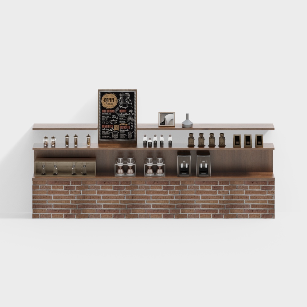 Charming Low-Poly Coffee Shop 3D Model – Vintage Style