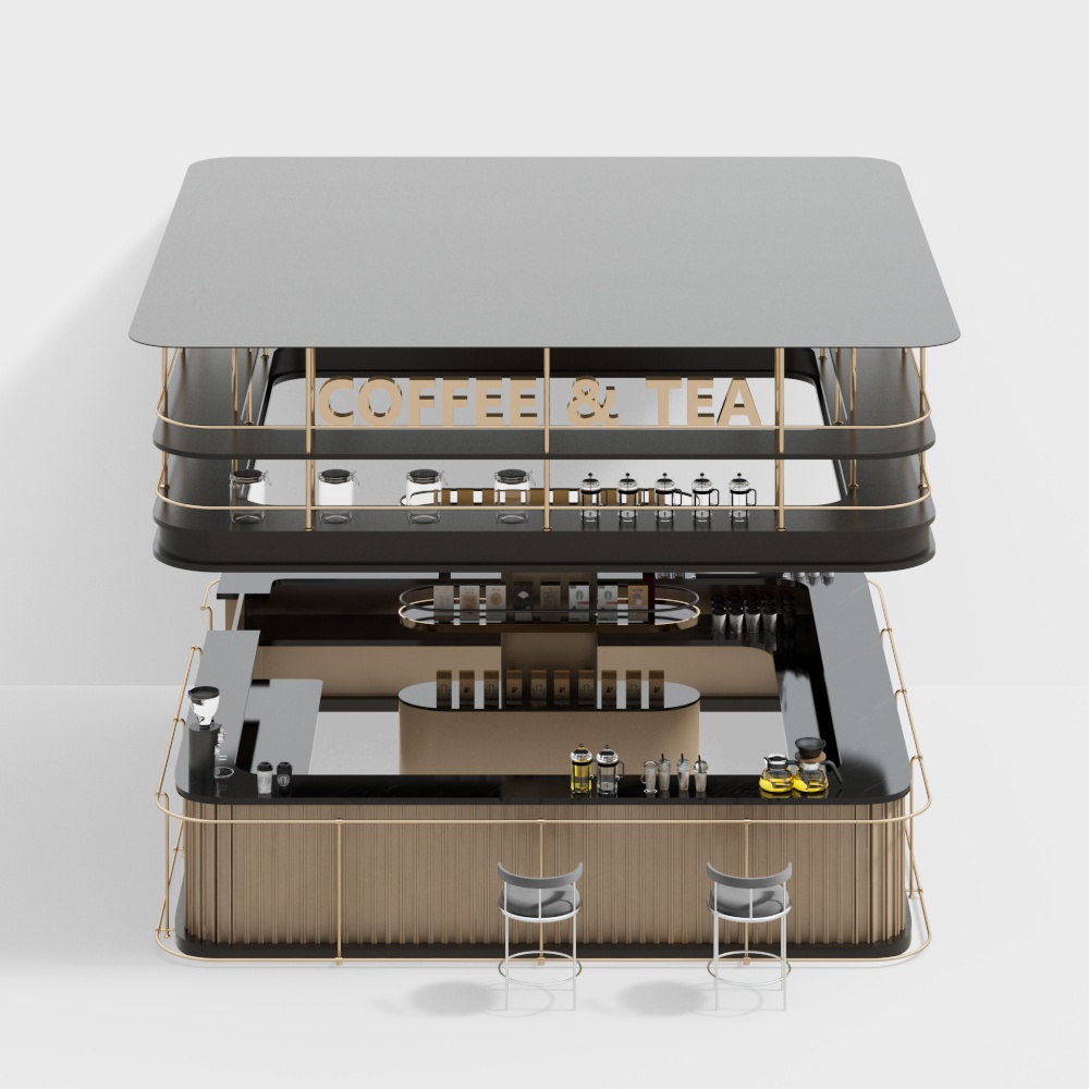 Elegant Coffee Bar Counter 3D Model – Minimalist Luxury Design