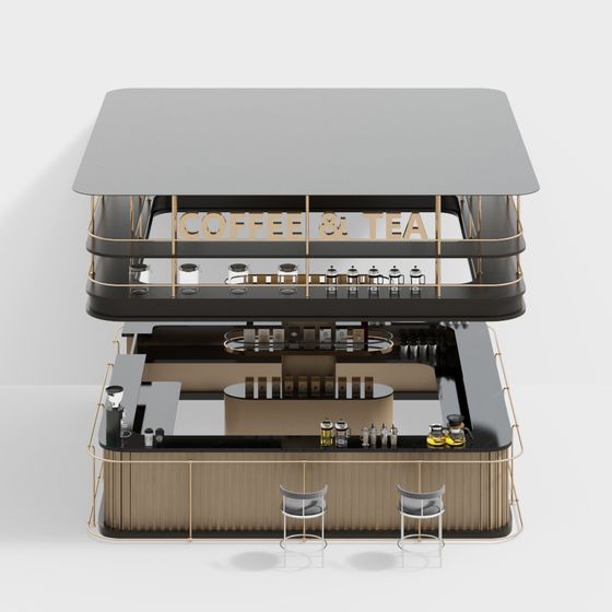 Elegant Coffee Bar Counter 3D model