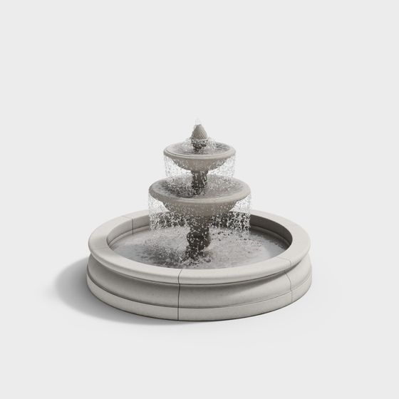 Elegant Three-Tier Fountain 3D model