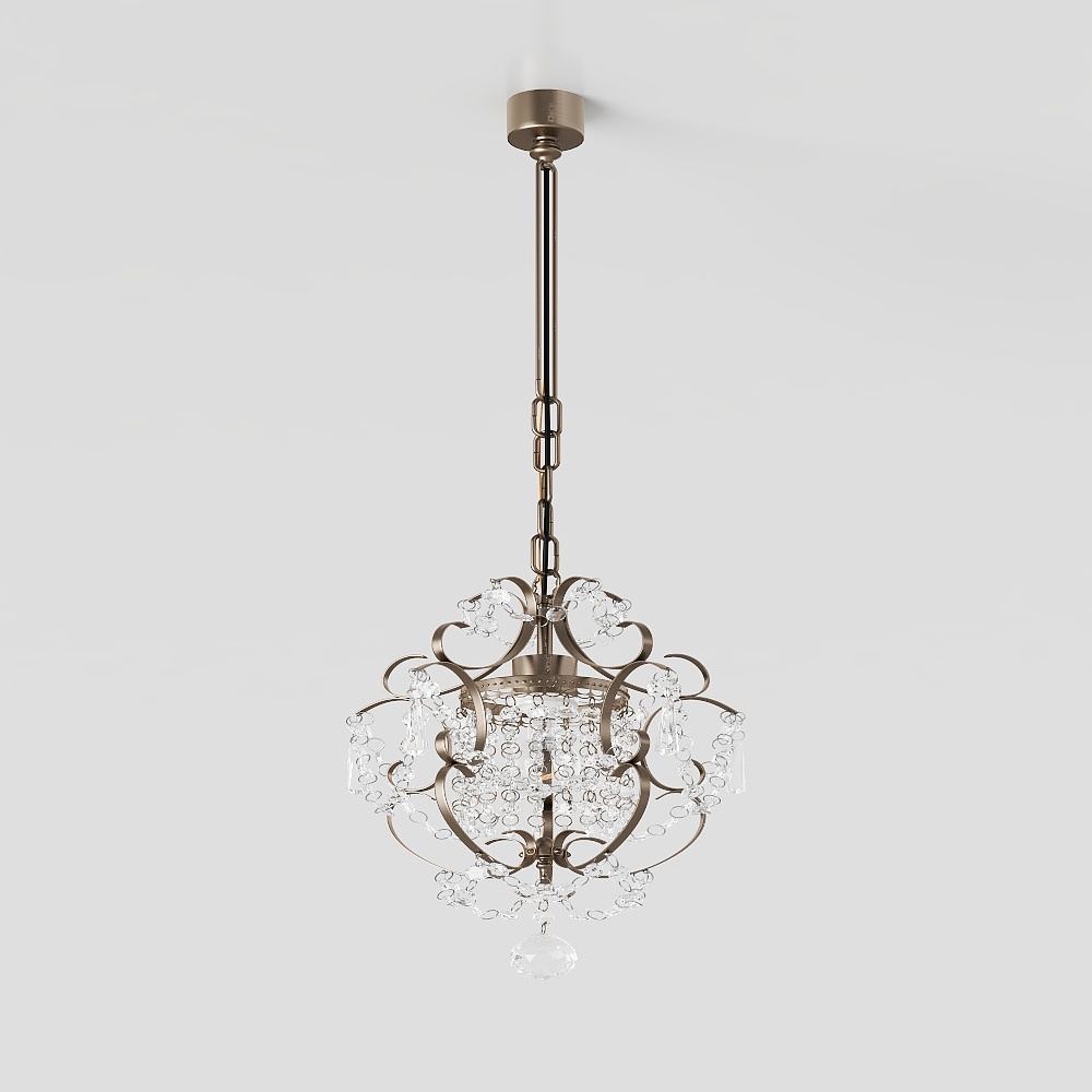 Crystal Floral Chandelier 3D Model – Elegant Low-Poly Lighting