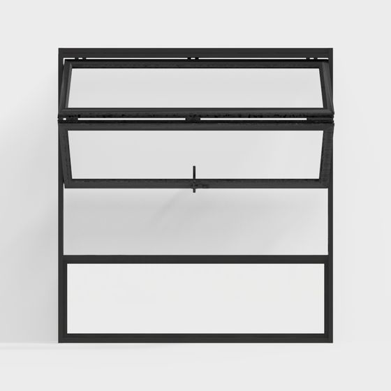 Sleek Low-Polygon Black Metal and Glass Window 3D model