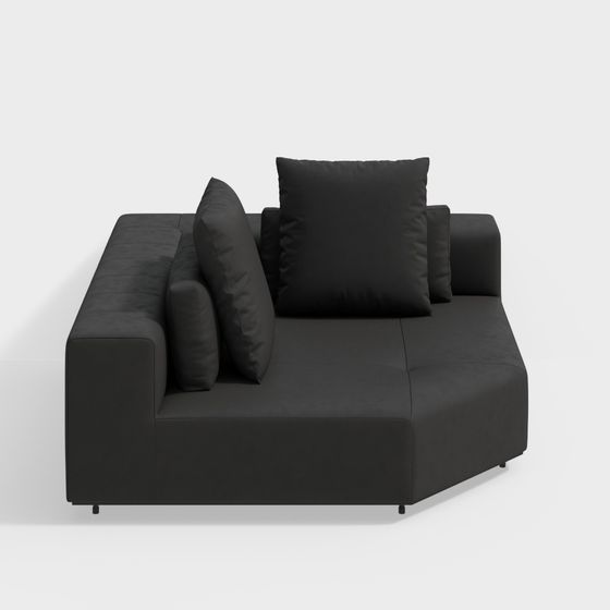 Low-Poly Elegant Black Sofa 3D model