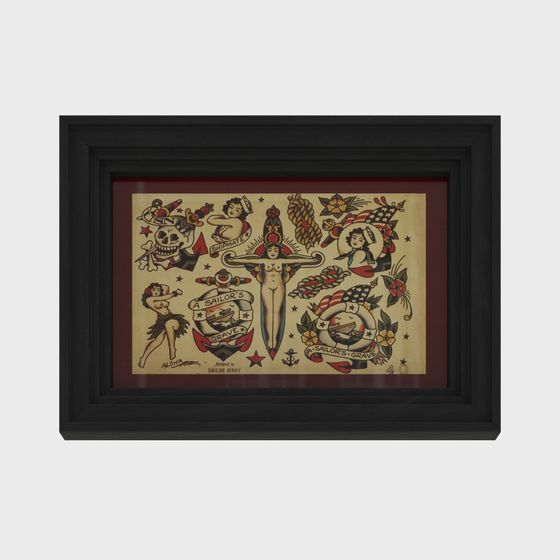 Sailor Jerry Tattoo Art 3D model for Creative Projects