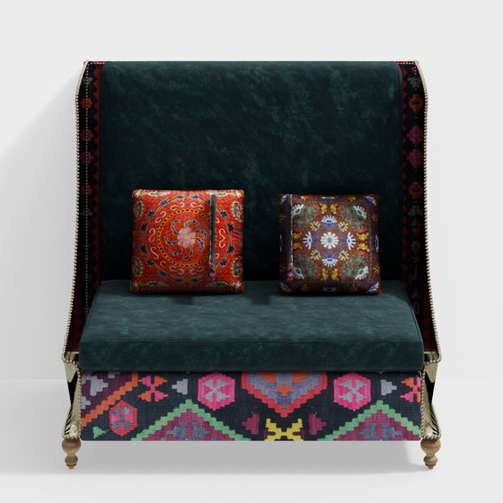 Luxurious Vintage Green Velvet Armchair 3D model