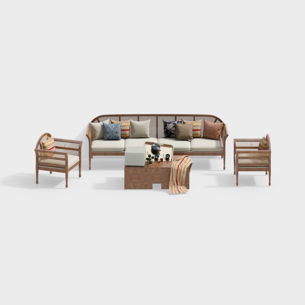 Southeast Asia living room sofa coffee table combination