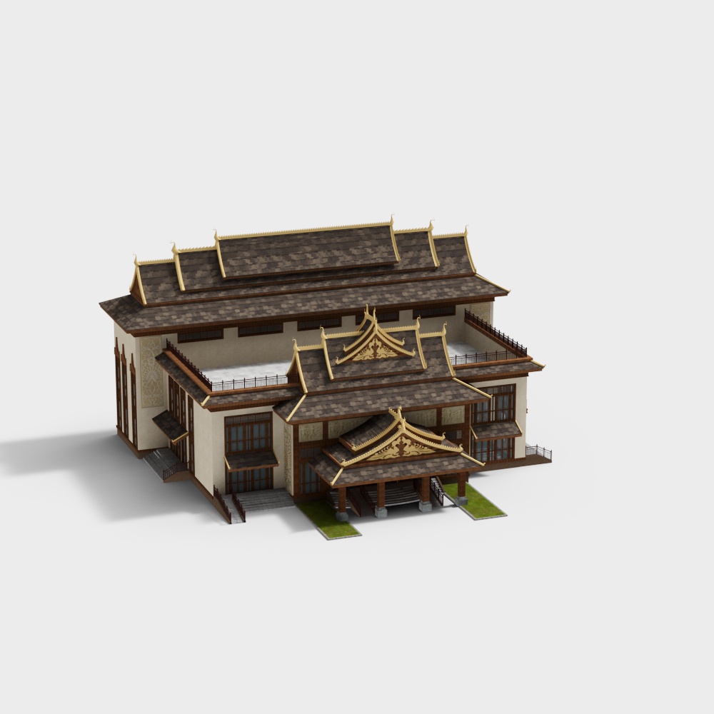 Thai Palace 3D model with Oriental Aesthetic