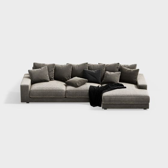 Contemporary Low-Polygon Sofa 3D Model