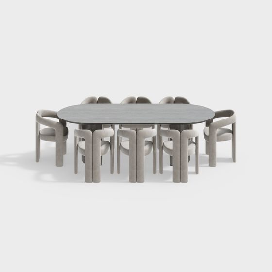 Contemporary Dining Table and Chairs 3D model