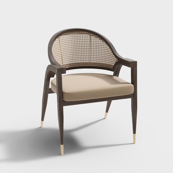 Contemporary Rattan Armchair 3D model for Warm Spaces