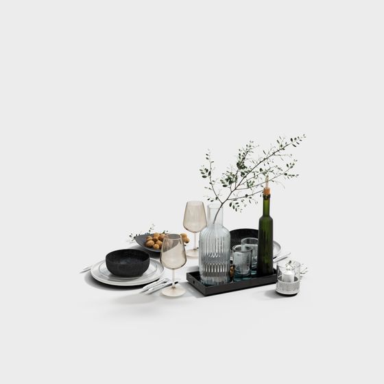 Elegant Dining Table Setup 3D model
