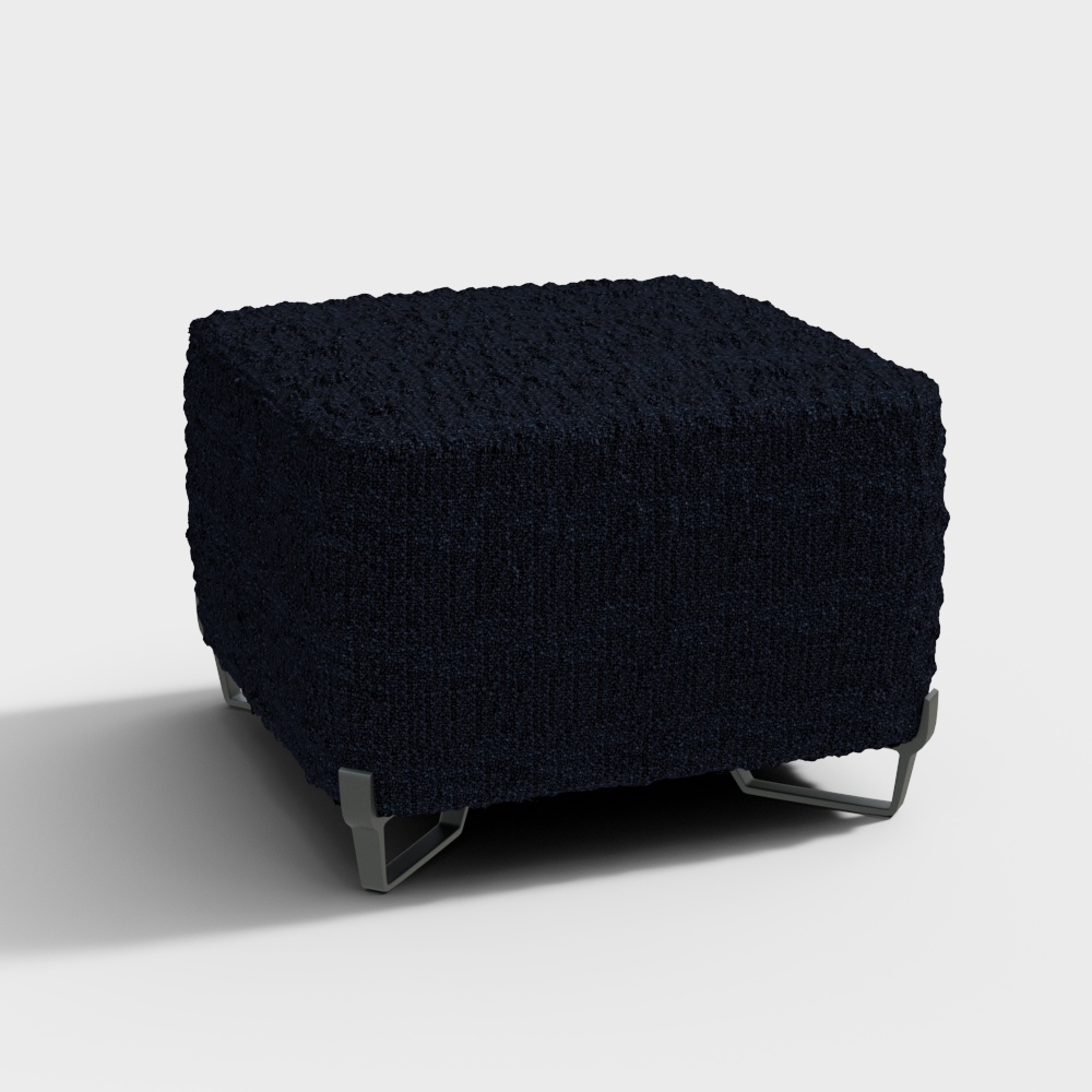Poliform NEWYORK footrest Dark blue linen stool