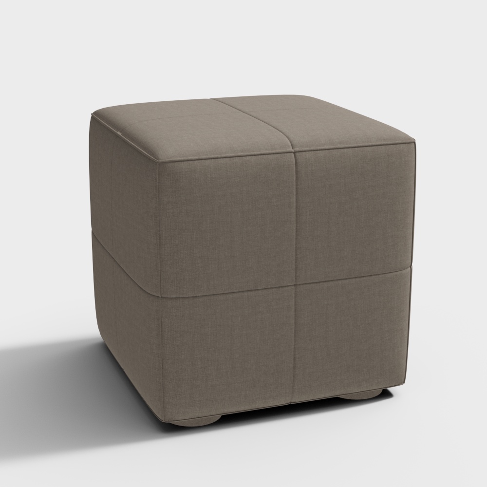 Poliform ONDA Pouff Brown linen stool