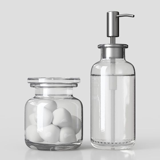 Stylish Glass Bottle Set 3D model for Modern Design