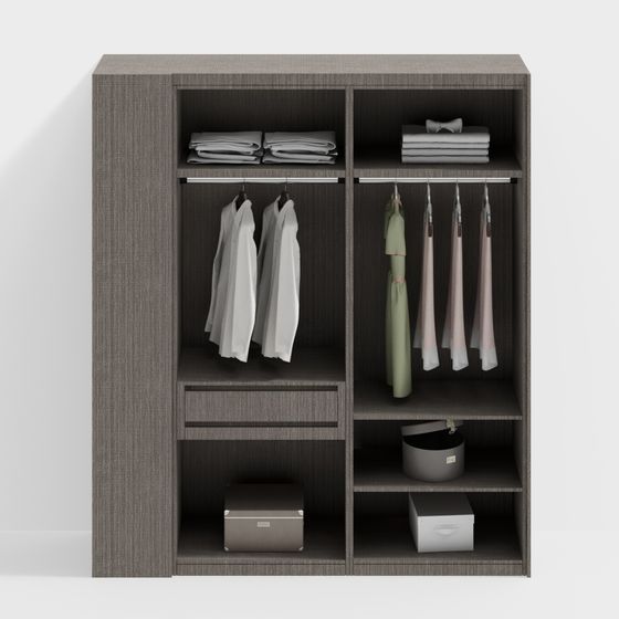 Stylish Low-Polygon Wardrobe 3D model for Modern Spaces