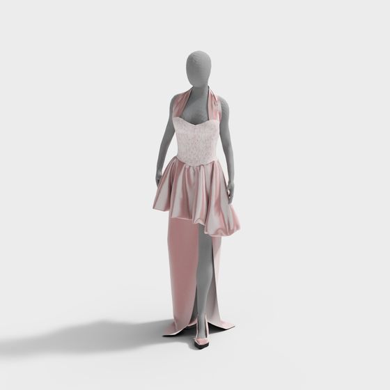 Elegant Pink Dress 3D Model for Stylish Designs