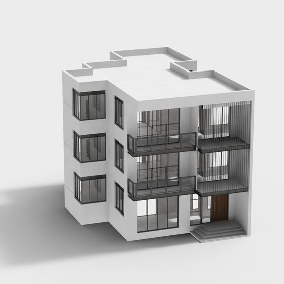 Modern Minimalist Urban Building 3D model