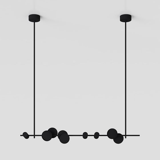 Elegant Black Pendant Light 3D model