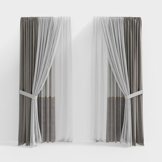 Stylish 3D Curtain Model for Contemporary Spaces