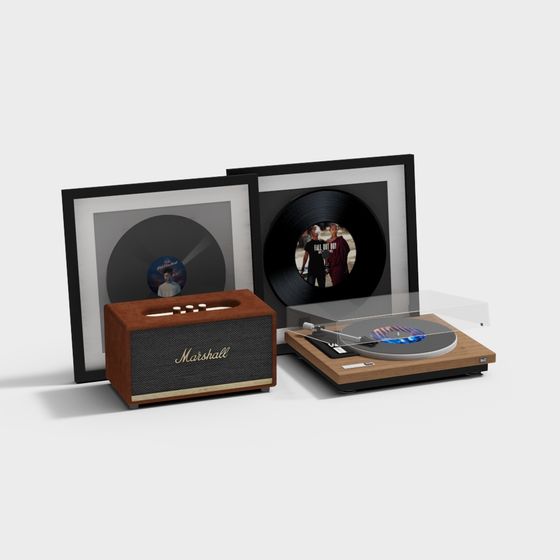 Vintage Vinyl Record Player 3D model