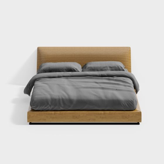 Stylish Low-Polygon Bed Frame 3D model for Modern Interiors