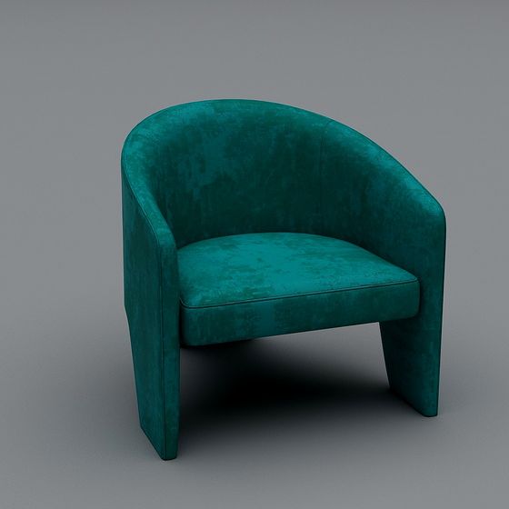 Peacock Green Velvet Armchair 3D model