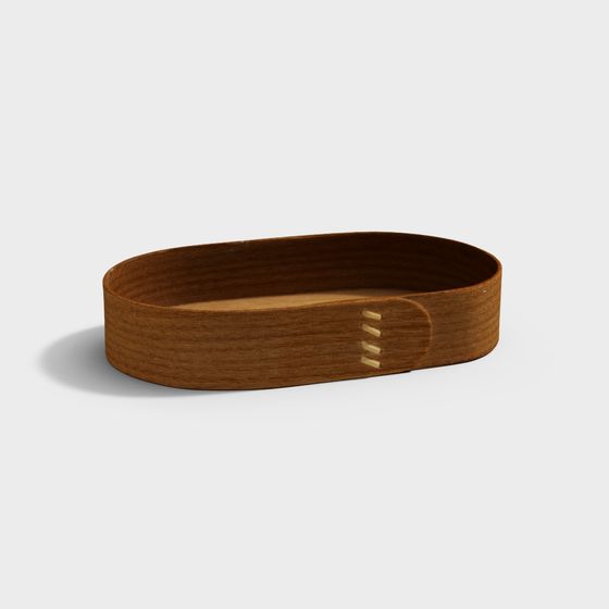 Elegant Wooden Oval Tray 3D model