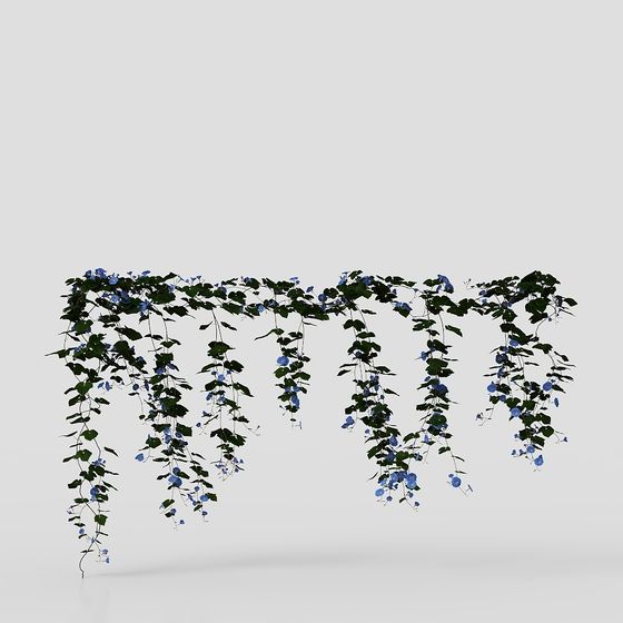 Blue Morning Glory Trellis 3D model