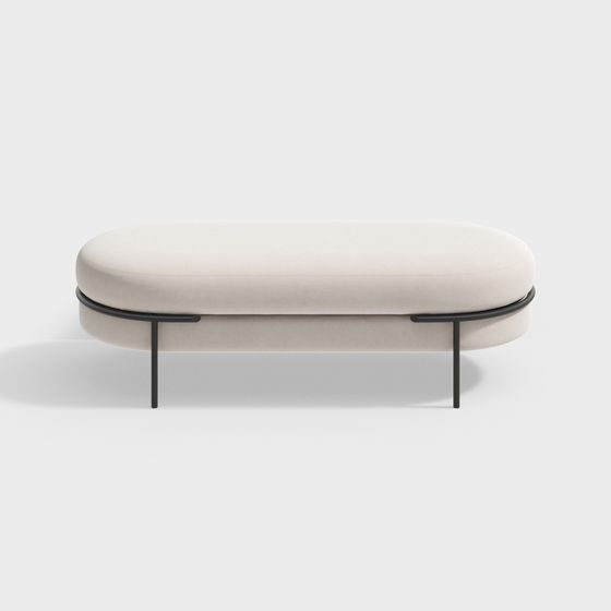 Elegant Oval Sofa Stool 3D model