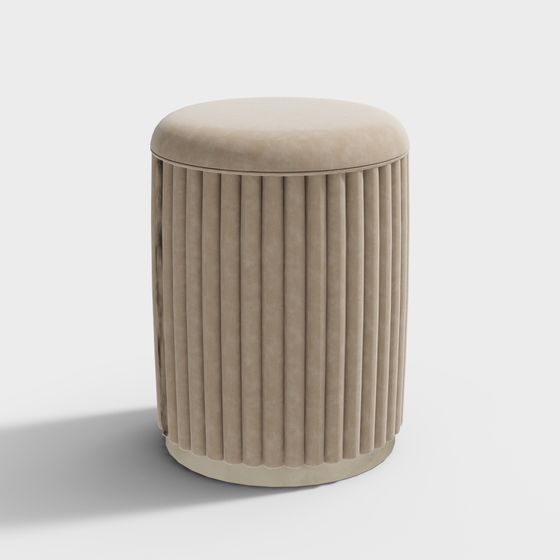 Soft Beige Cylinder Stool 3D model