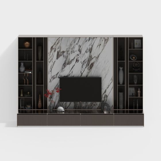 Sleek Black TV Set 3D Model for Modern Living Rooms