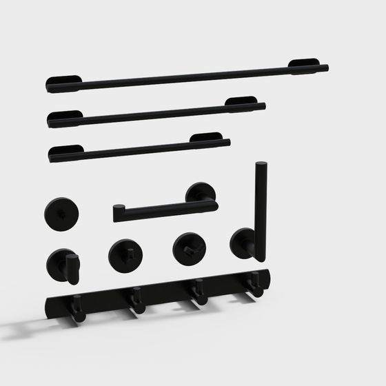Minimalist Bathroom Hardware Set 3D model