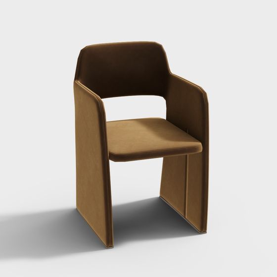 Velvet Elegance 3D model - Modern Minimalist Armchair