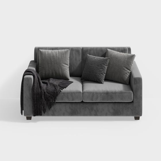 Elegant Gray Velvet Sofa 3D model for Modern Interiors