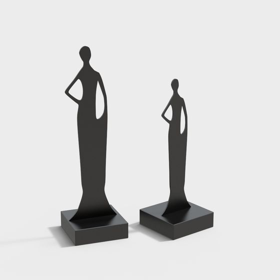 Elegant Silhouette Figures 3D model