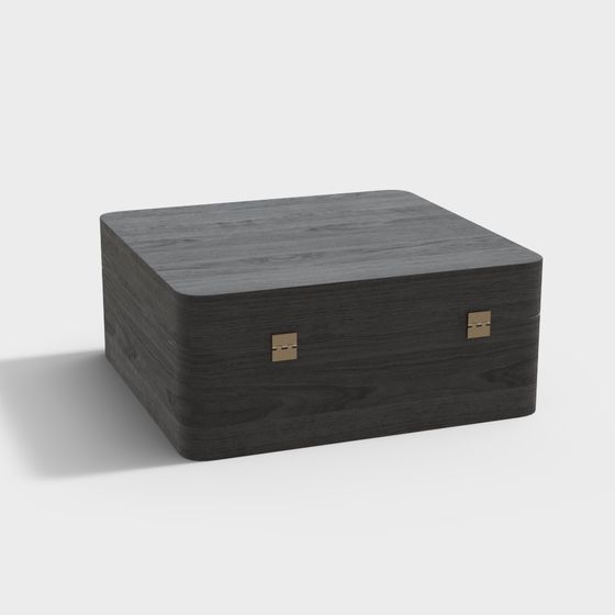 Elegant Low-Poly Wooden Storage Box 3D model