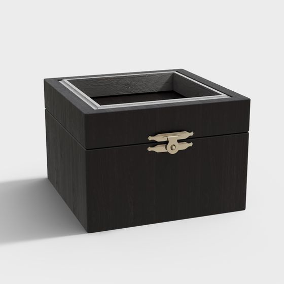 Stylish Retro Black Wooden Storage Box 3D model