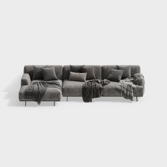 Contemporary Low-Poly Sofa 3D model for Stylish Spaces